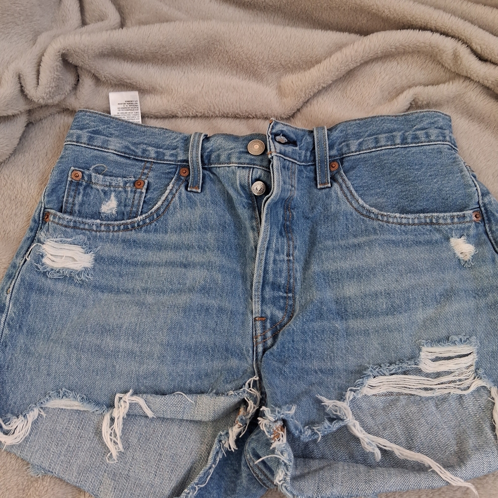 Levi's Light Blue Distressed Jean Shorts